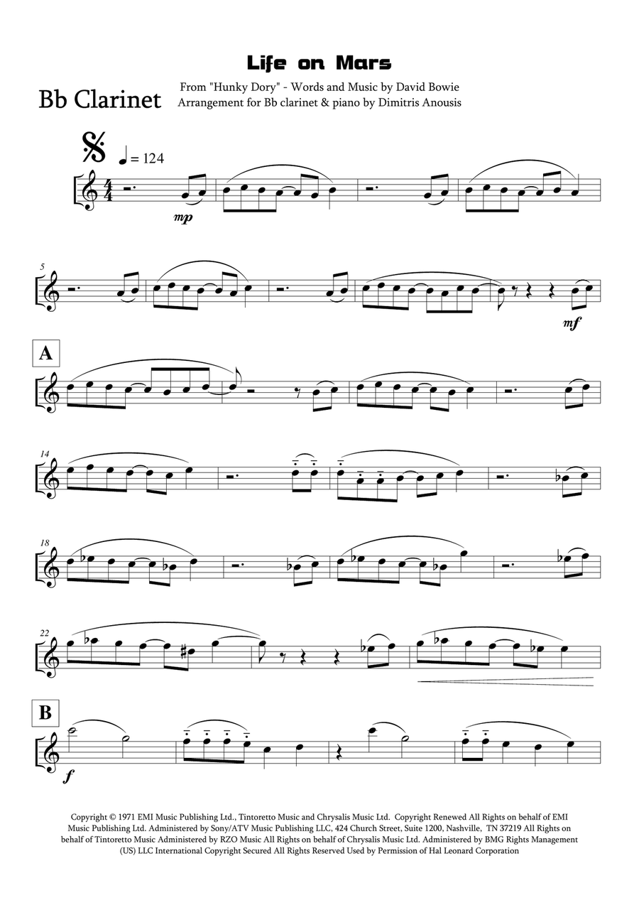 Life On Mars Clarinet Solo scores gallery preview page 3