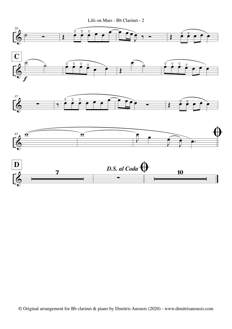 Life On Mars Clarinet Solo scores gallery preview page 4