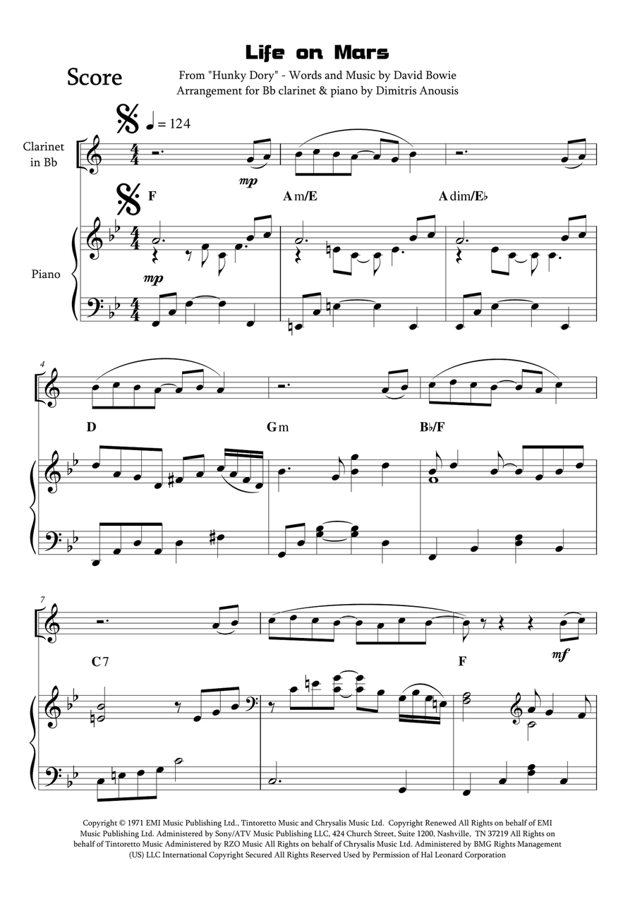 Life On Mars Clarinet Solo scores gallery preview page 5
