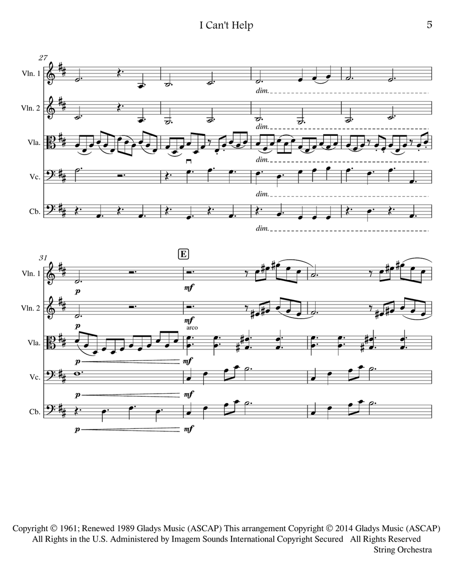 Can't Help Falling In Love String Orchestra scores gallery preview page 5