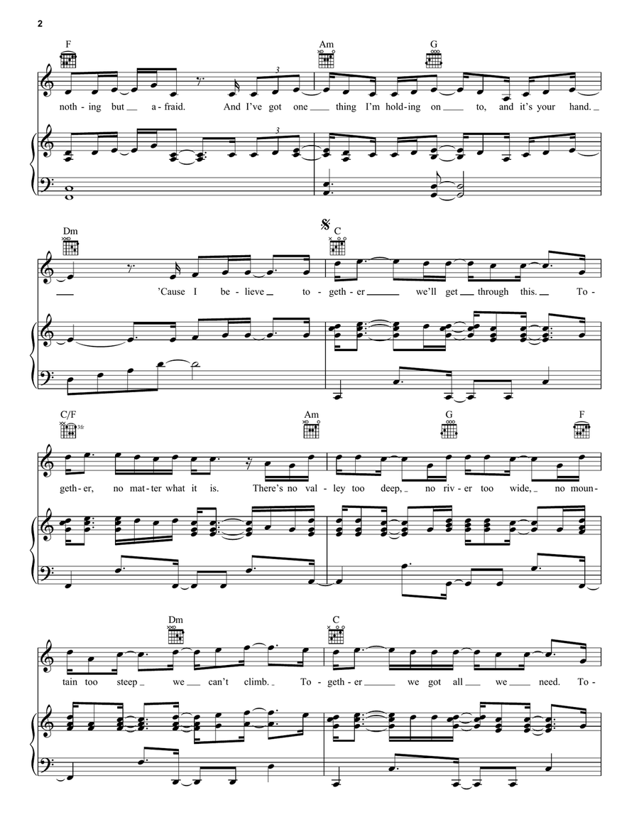 Together (We'll Get Through This) (feat. Brad Paisley, Tasha Cobbs Leonard & Lauren Alaina) Piano, Vocal, Guitar scores gallery preview page 2