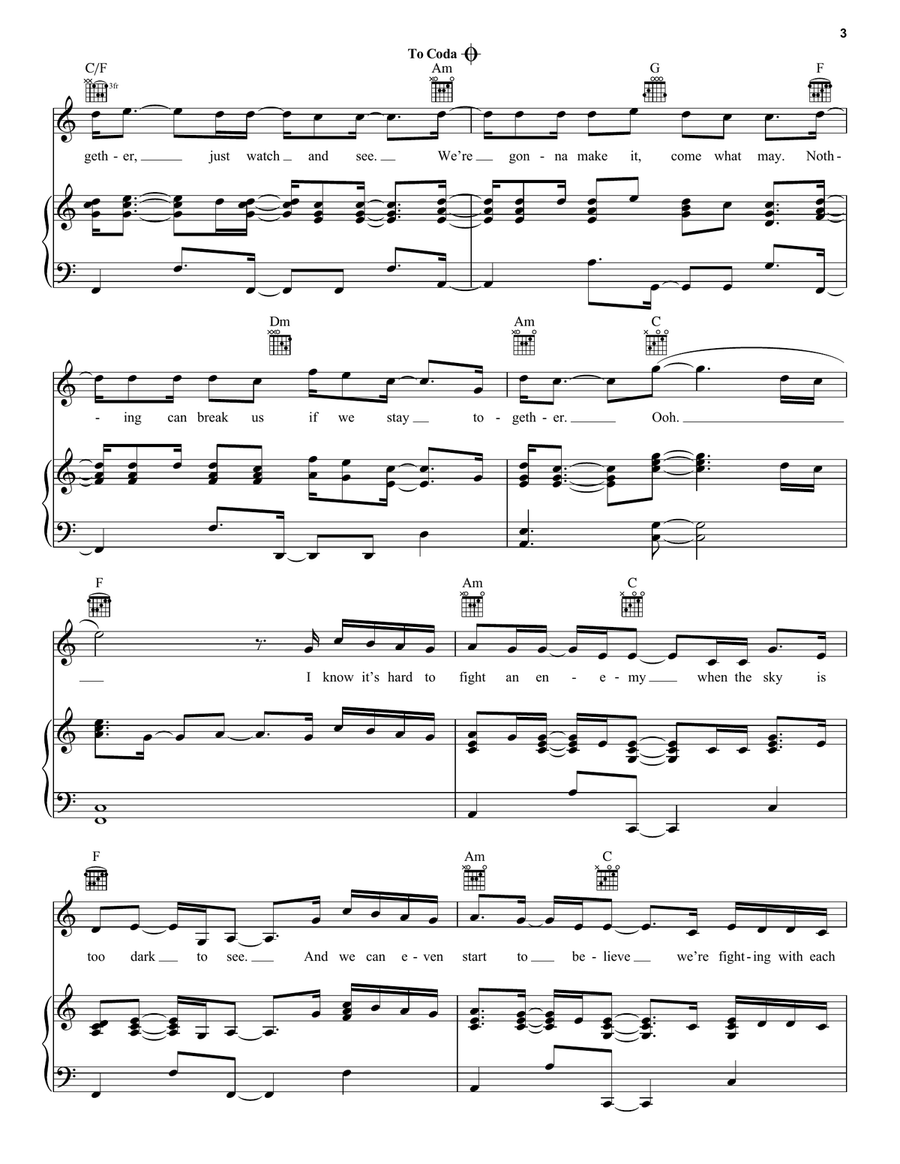 Together (We'll Get Through This) (feat. Brad Paisley, Tasha Cobbs Leonard & Lauren Alaina) Piano, Vocal, Guitar scores gallery preview page 3