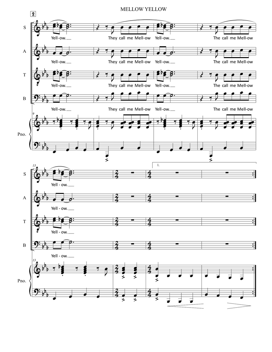 Mellow Yellow Mellow Yellow 4-Part scores gallery preview page 2