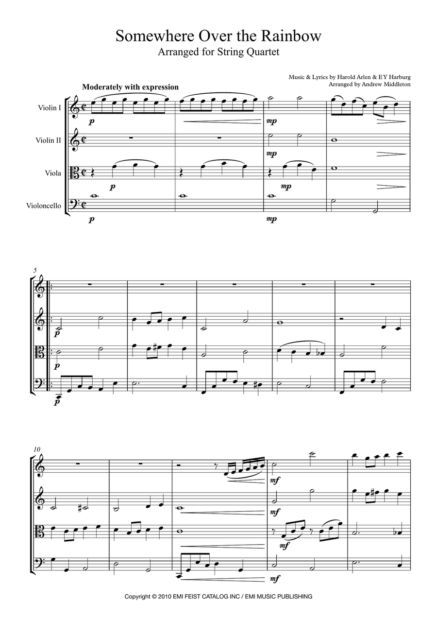Over The Rainbow Over The Rainbow String Quartet scores gallery preview page 3