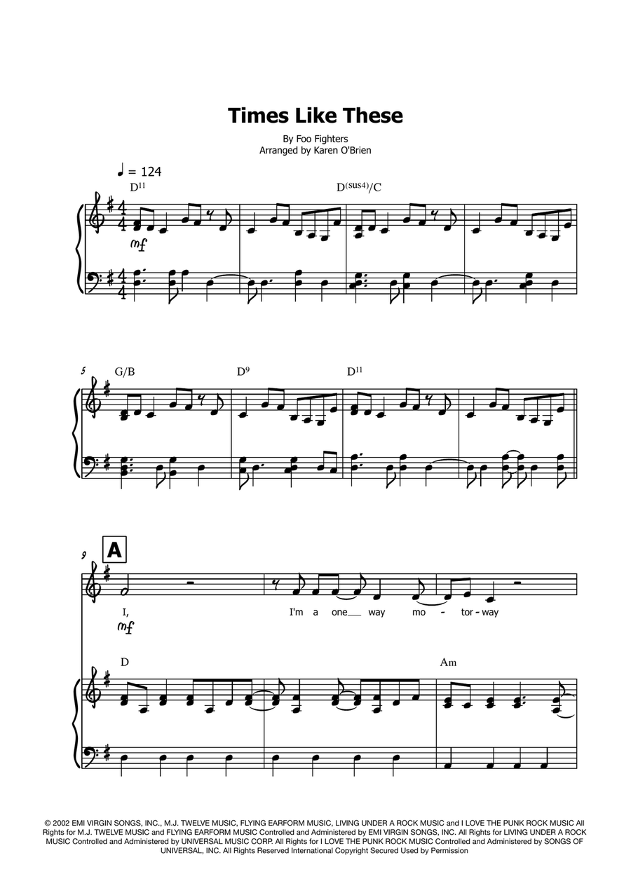 Times Like These Times Like These Piano, Vocal scores gallery preview page 2