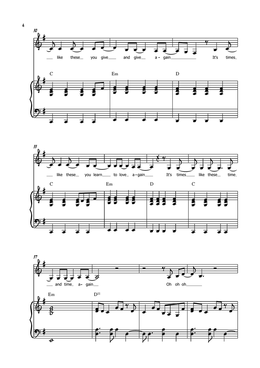 Times Like These Times Like These Piano, Vocal scores gallery preview page 5