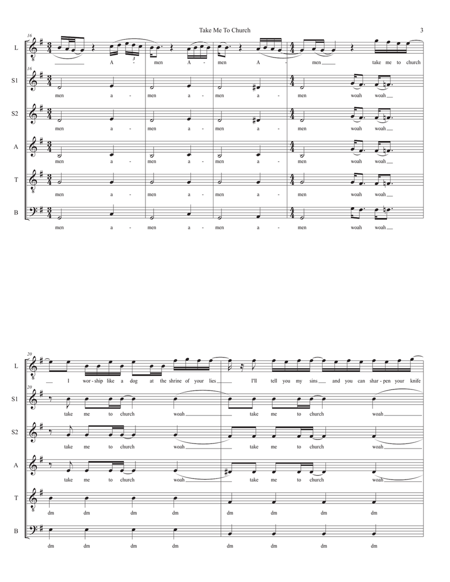 Take Me To Church Take Me To Church 4-Part scores gallery preview page 3