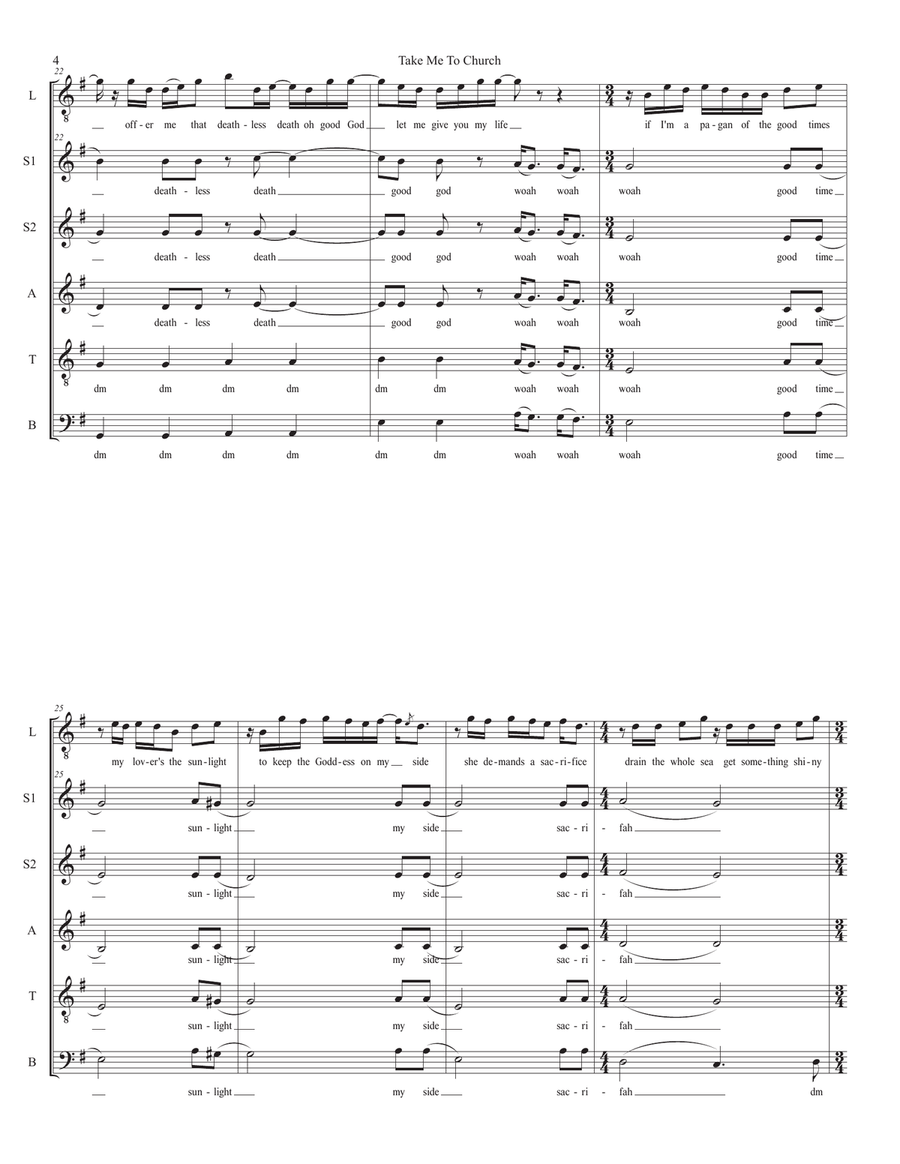 Take Me To Church Take Me To Church 4-Part scores gallery preview page 4