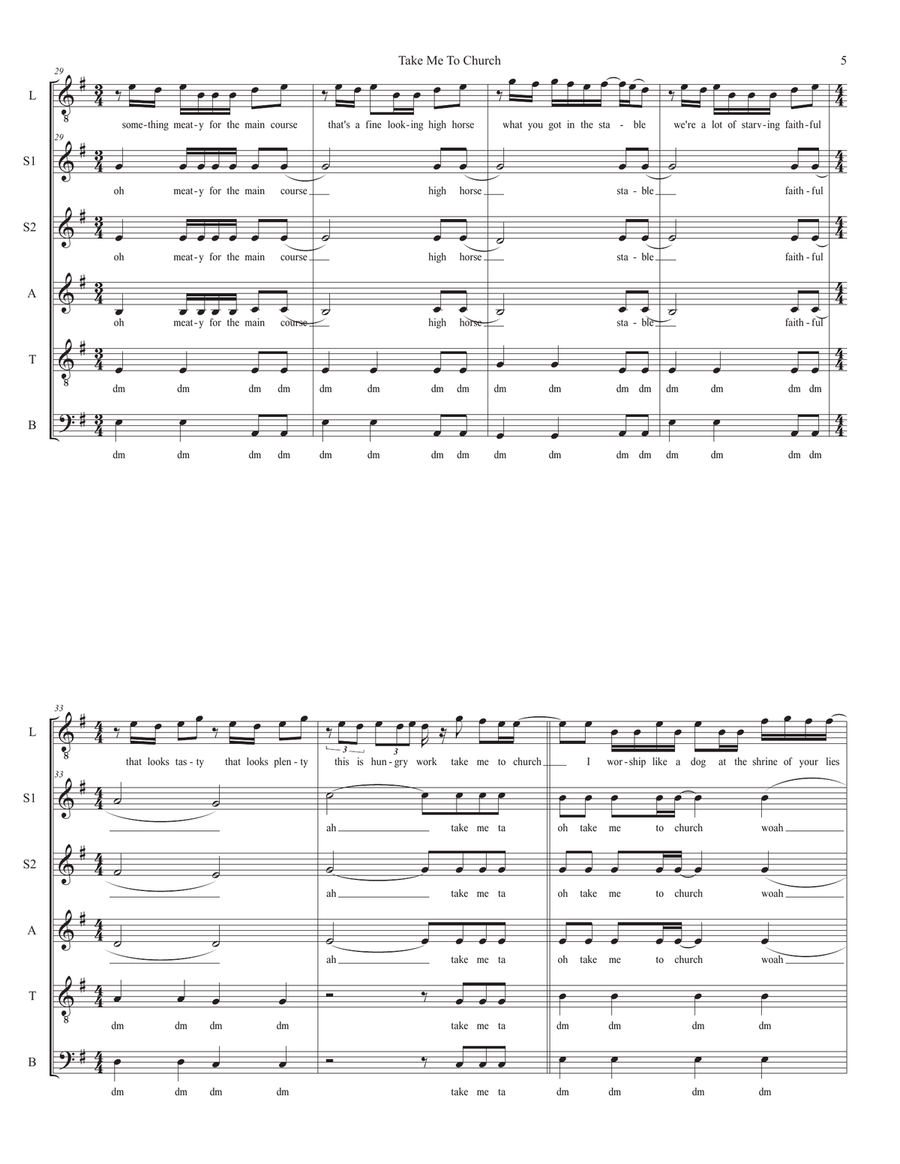 Take Me To Church Take Me To Church 4-Part scores gallery preview page 5