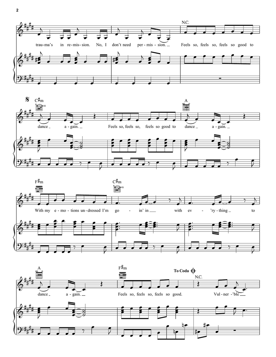 Dance Again Dance Again Piano, Vocal, Guitar scores gallery preview page 2