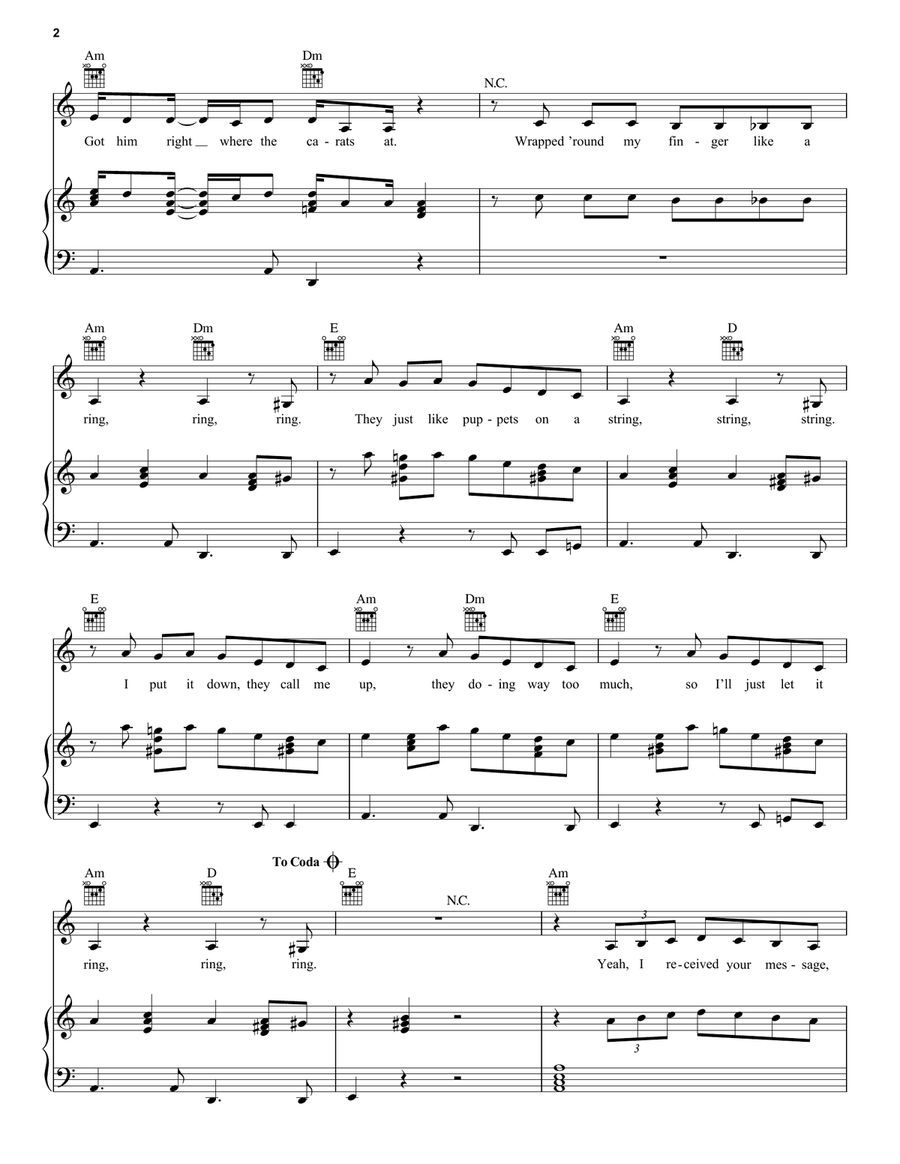 Ring Ring Piano, Vocal, Guitar scores gallery preview page 2