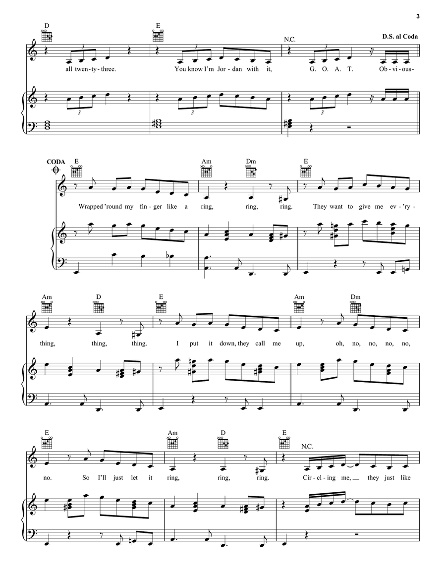 Ring Ring Piano, Vocal, Guitar scores gallery preview page 3