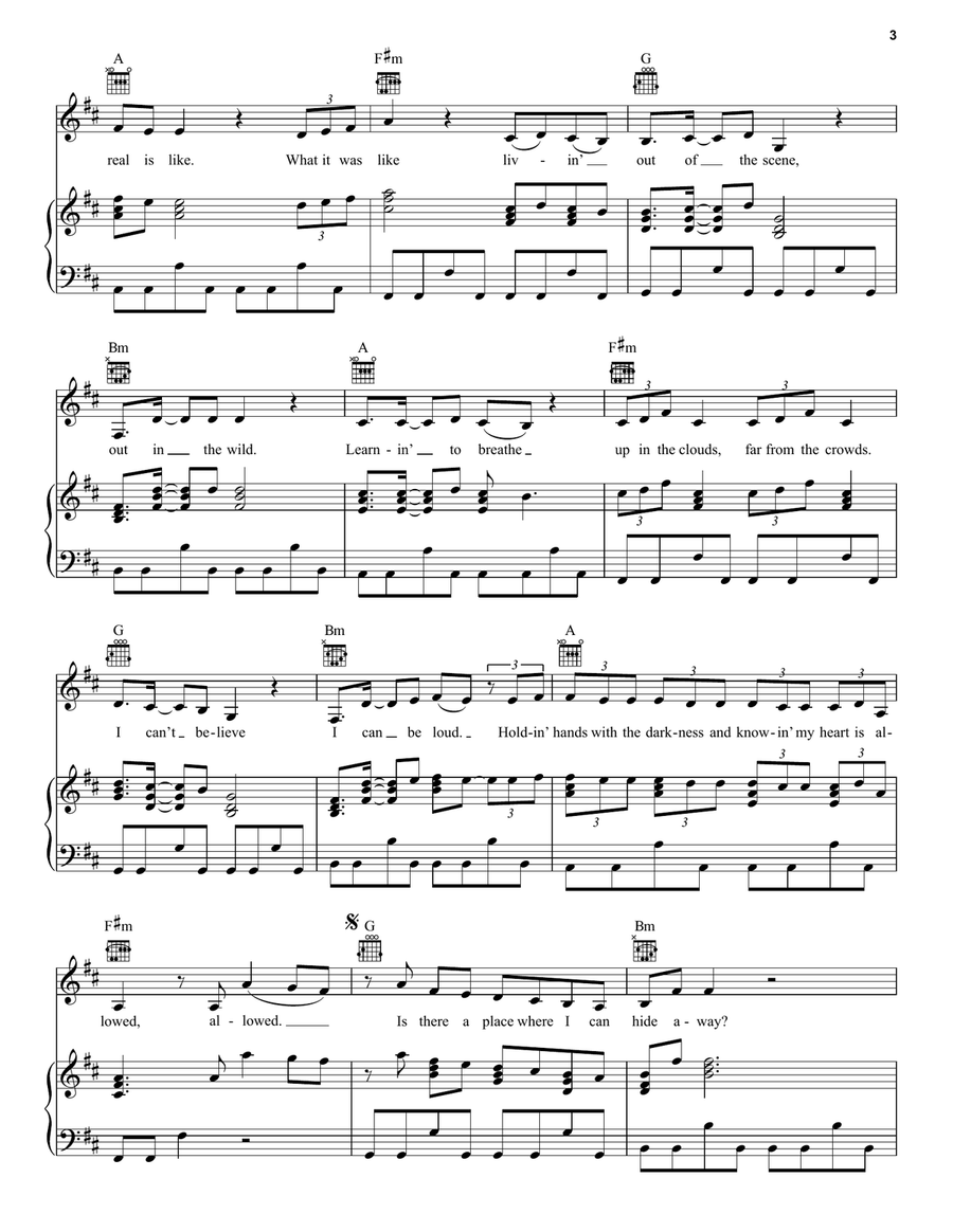 A Sweeter Place (feat. Kid Cudi) Piano, Vocal, Guitar scores gallery preview page 3