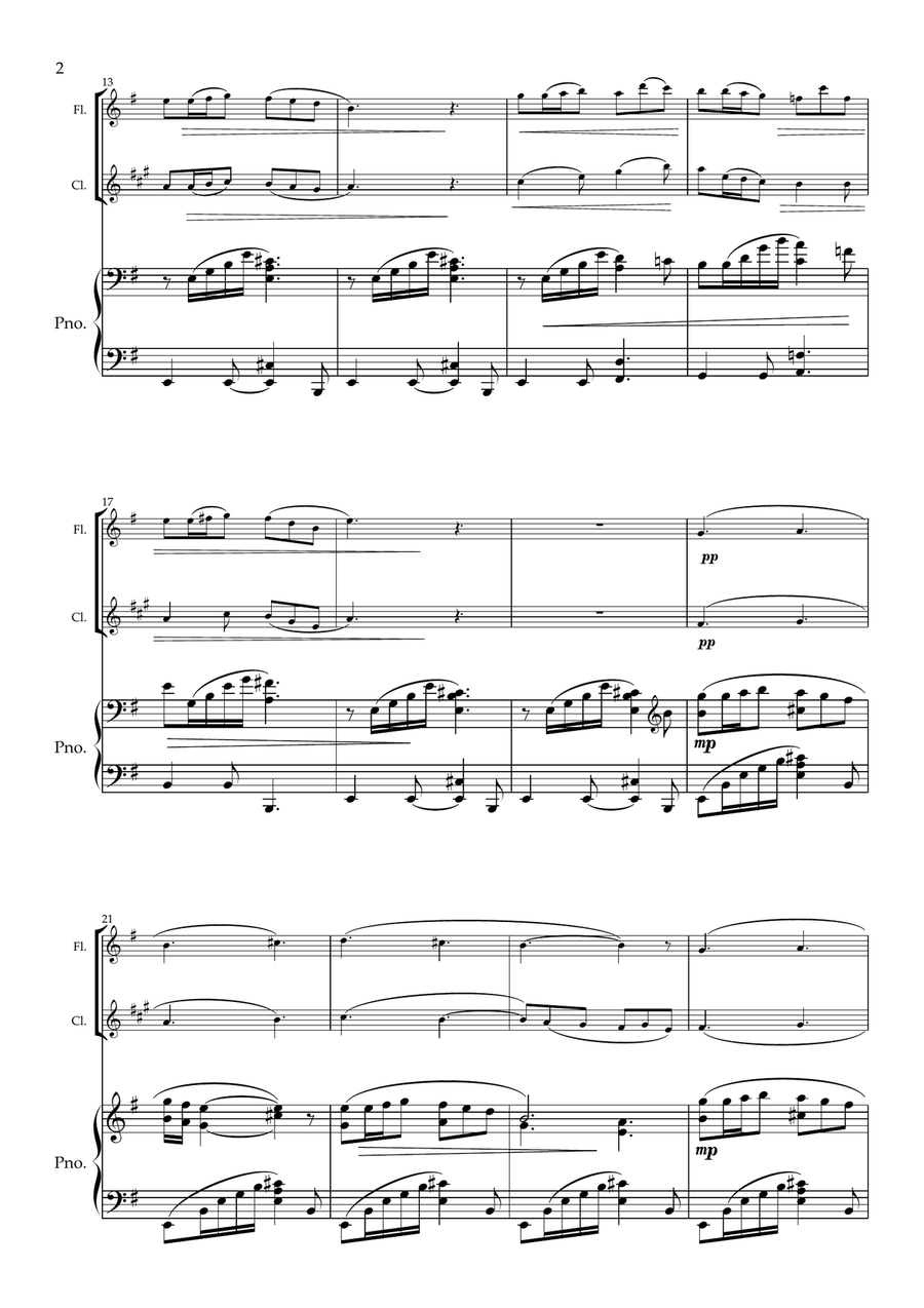 The Nightingale. Flute and Clarinet Duet with Piano- Early Intermediate Woodwind Duet scores gallery preview page 3