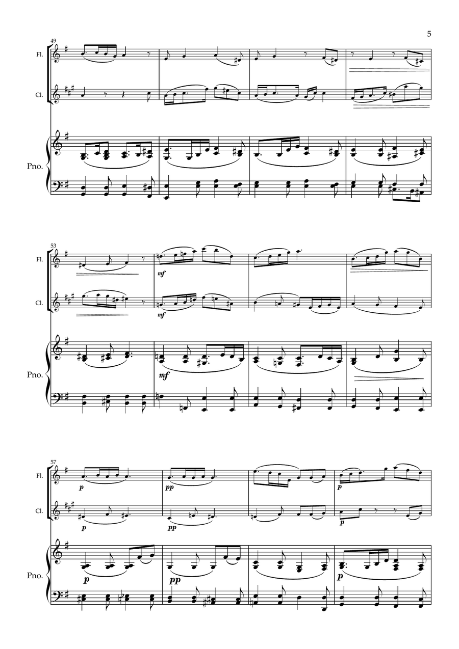 The Nightingale. Flute and Clarinet Duet with Piano- Early Intermediate Woodwind Duet scores gallery preview page 6