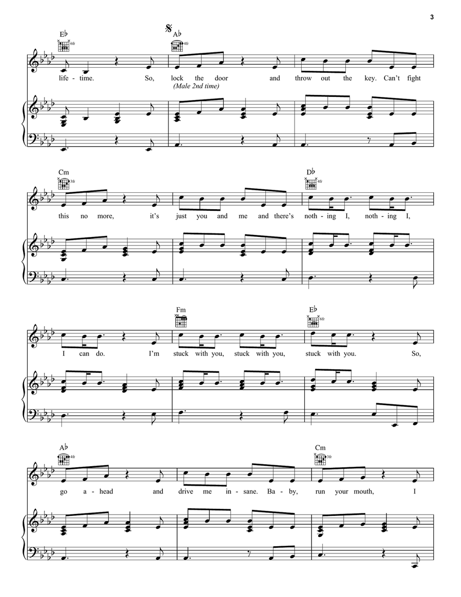 Stuck with U Piano, Vocal, Guitar scores gallery preview page 3