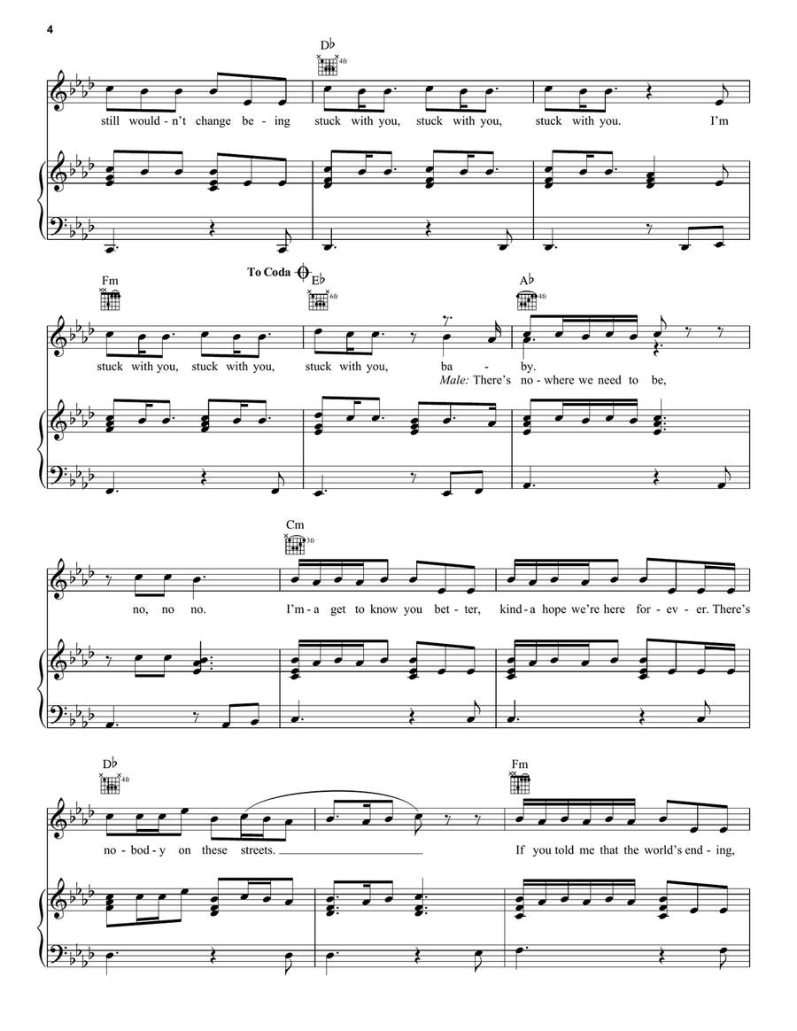 Stuck with U Piano, Vocal, Guitar scores gallery preview page 4