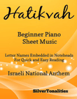 Hatikvah Beginner Piano Sheet Music mini preview
