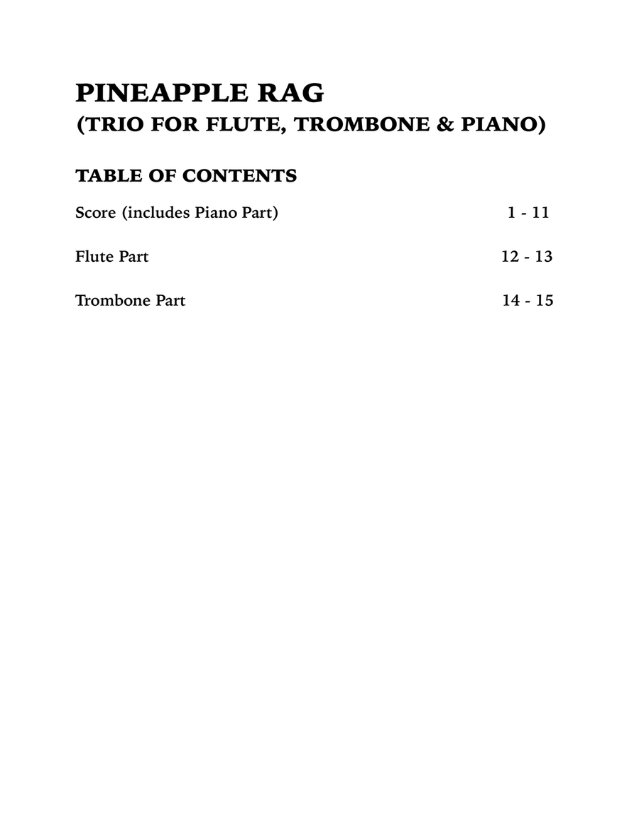 Pineapple Rag (Trio for Flute, Trombone and Piano) Small Ensemble scores gallery preview page 4
