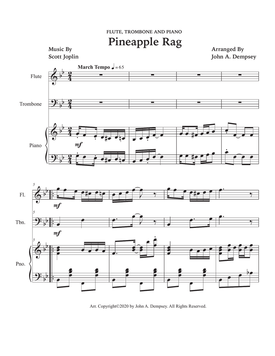 Pineapple Rag (Trio for Flute, Trombone and Piano) Small Ensemble scores gallery preview page 5