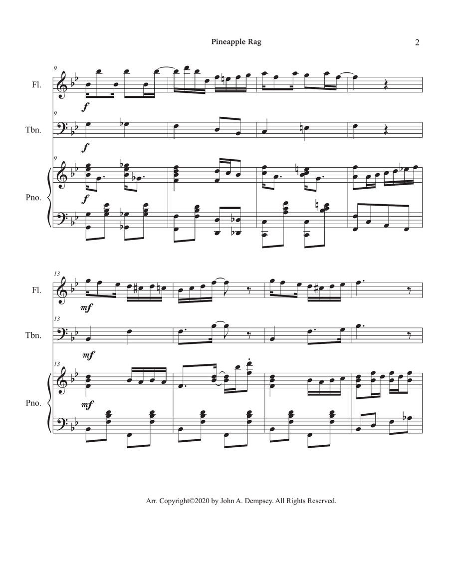 Pineapple Rag (Trio for Flute, Trombone and Piano) Small Ensemble scores gallery preview page 6