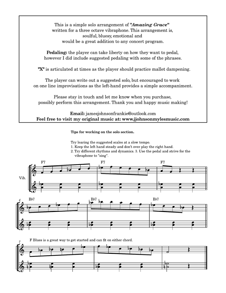Amazing Grace for Solo Vibraphone Vibraphone scores gallery preview page 2