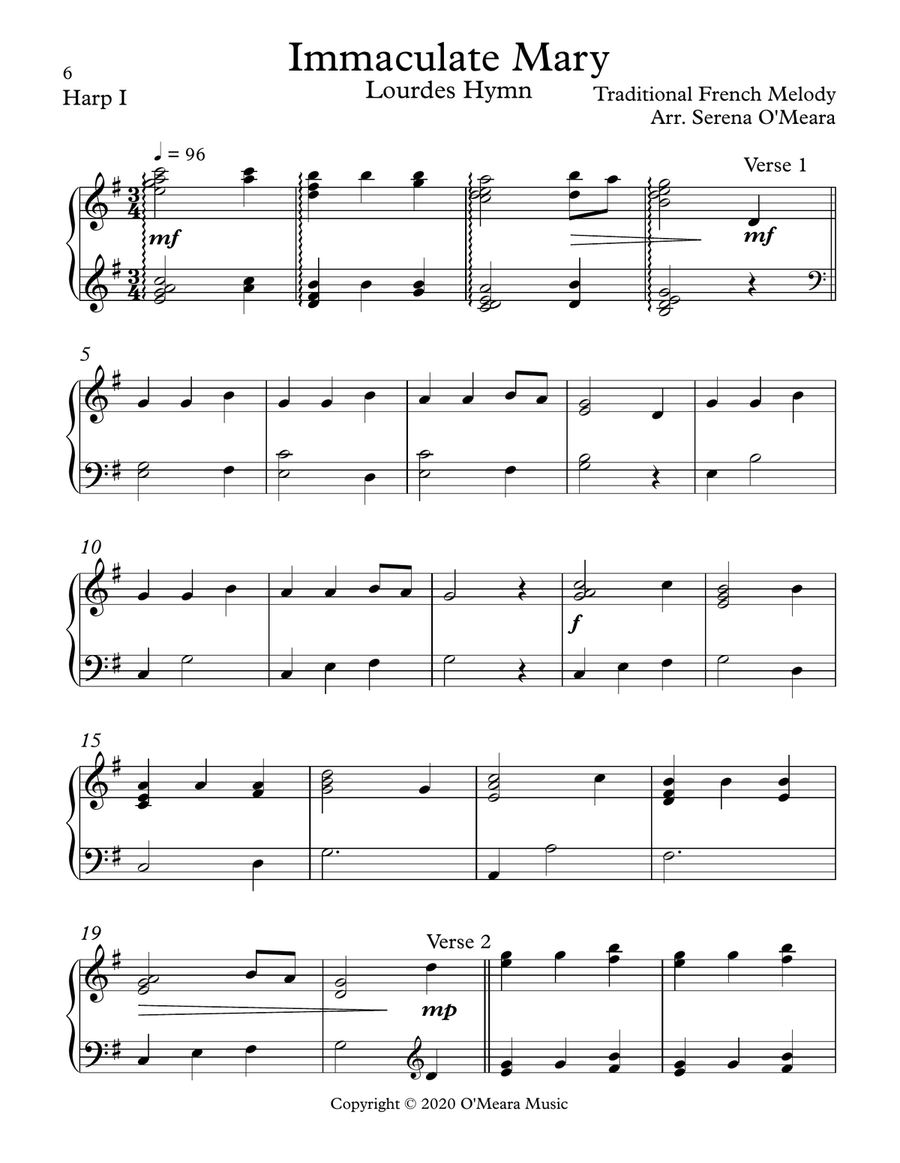 Immaculate Mary (Lourdes Hymn), Harp I Celtic Harp scores gallery preview page 2