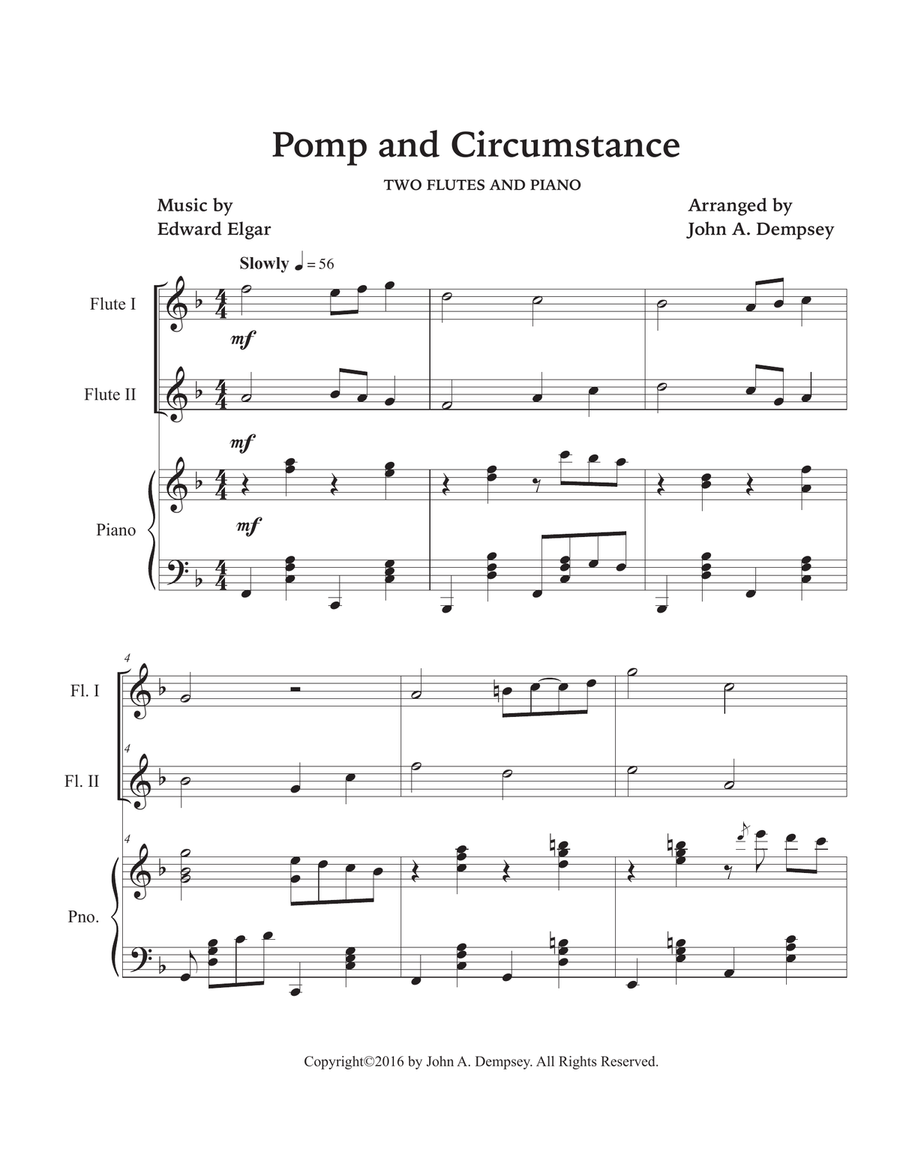 Pomp and Circumstance (Trio for Two Flutes and Piano) Woodwind Duet scores gallery preview page 5