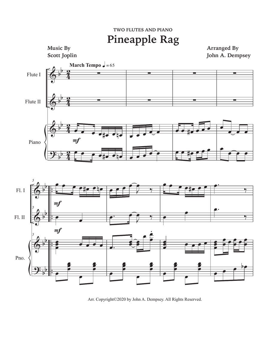 Pineapple Rag (Trio for Two Flutes and Piano) Woodwind Duet scores gallery preview page 5