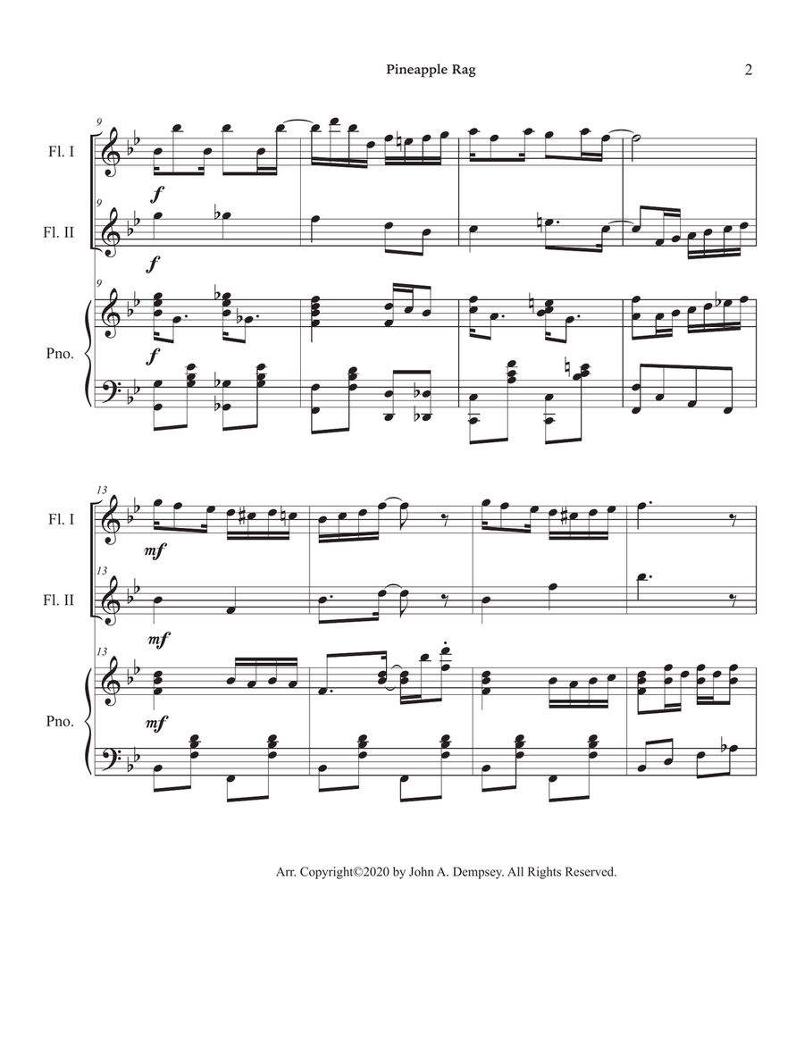 Pineapple Rag (Trio for Two Flutes and Piano) Woodwind Duet scores gallery preview page 6