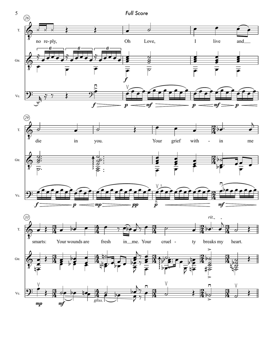If My Complaints by John Dowland, original remix for tenor, guitar & cello Piano, Vocal scores gallery preview page 6