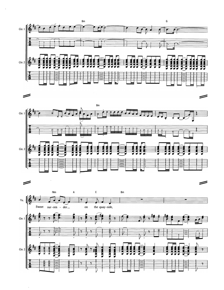 Down To The Waterline Down To The Waterline Guitar Tablature scores gallery preview page 2