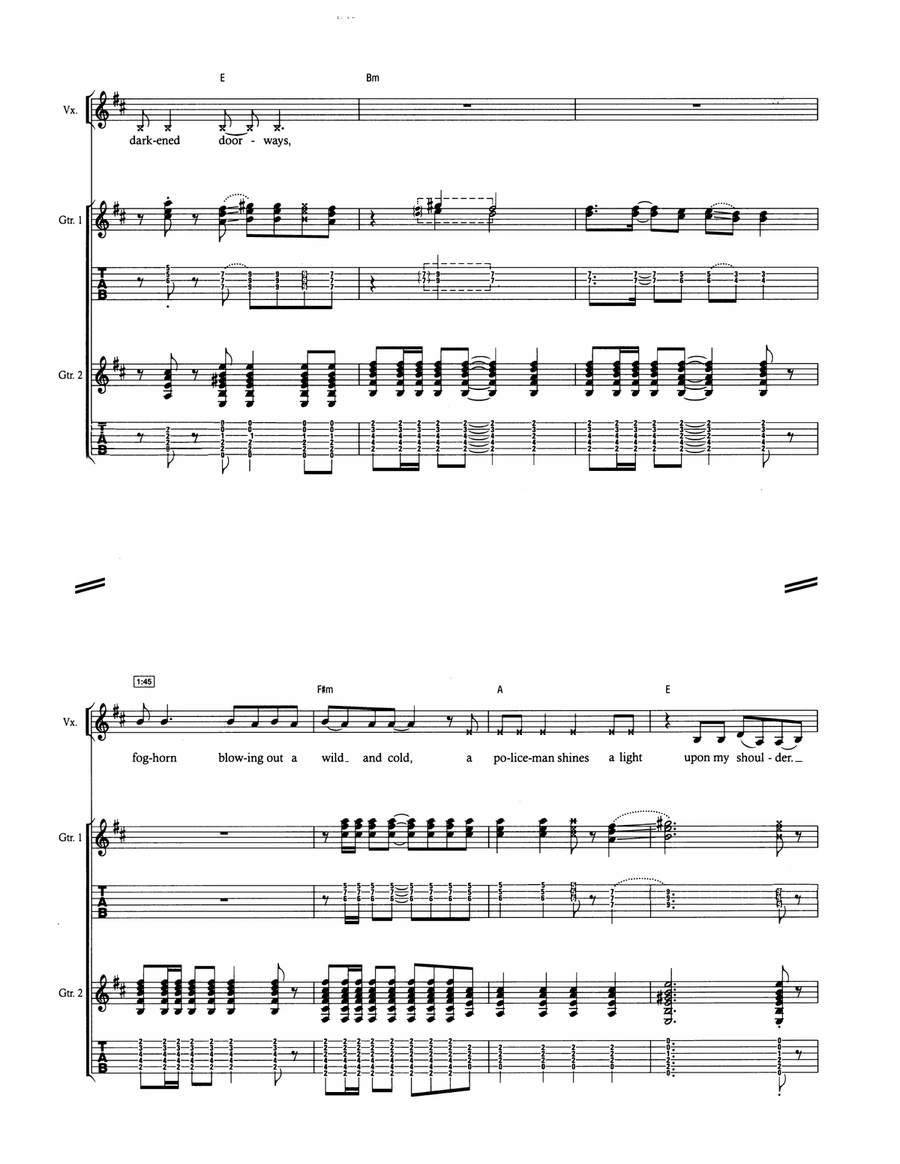 Down To The Waterline Down To The Waterline Guitar Tablature scores gallery preview page 5