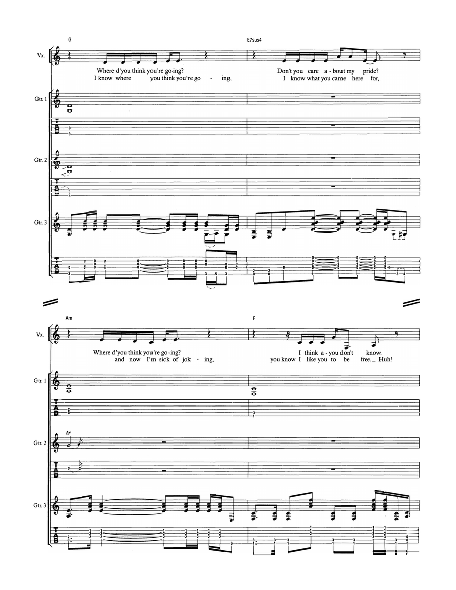 Where Do You Think You're Going? Guitar Tablature scores gallery preview page 2