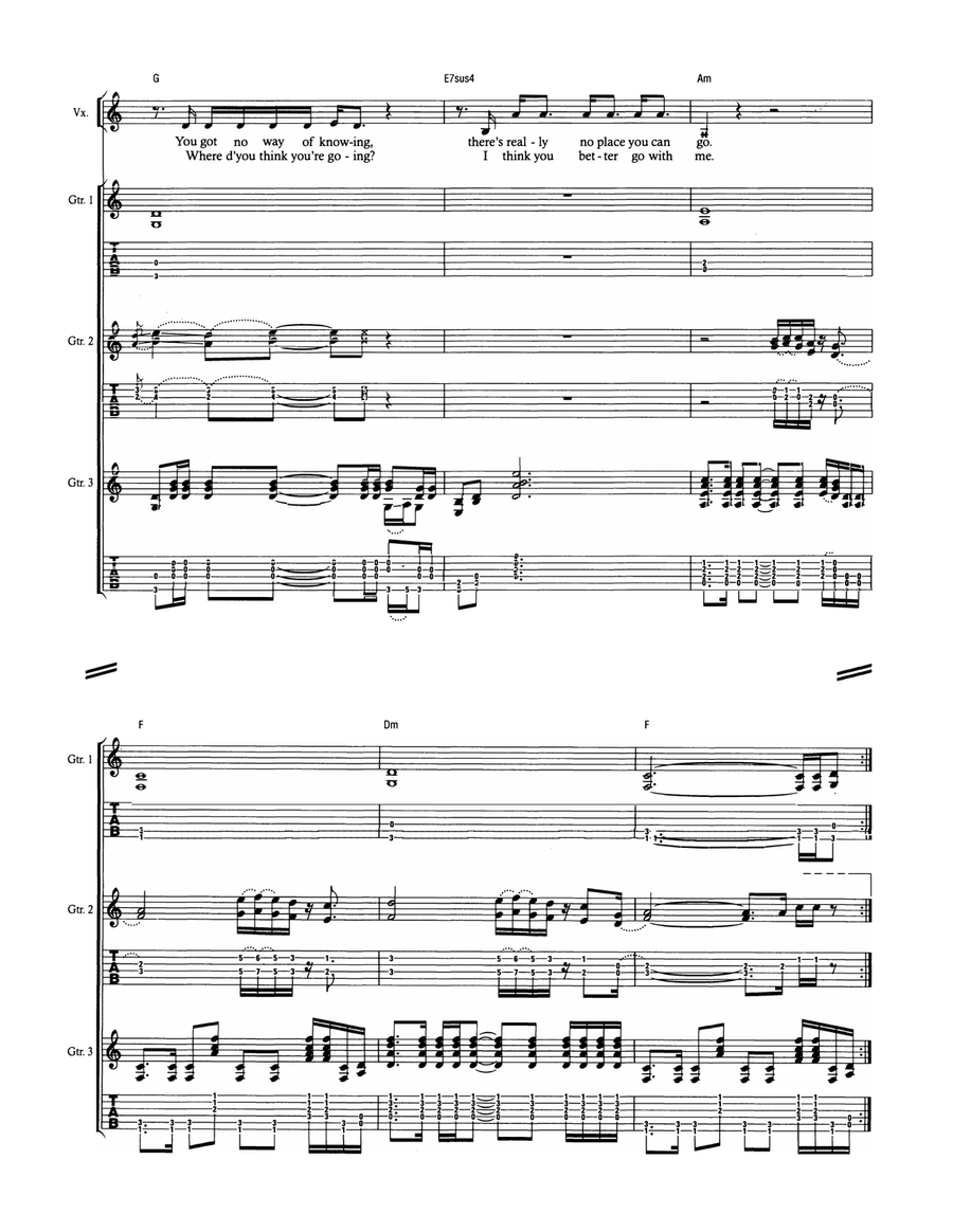 Where Do You Think You're Going? Guitar Tablature scores gallery preview page 3
