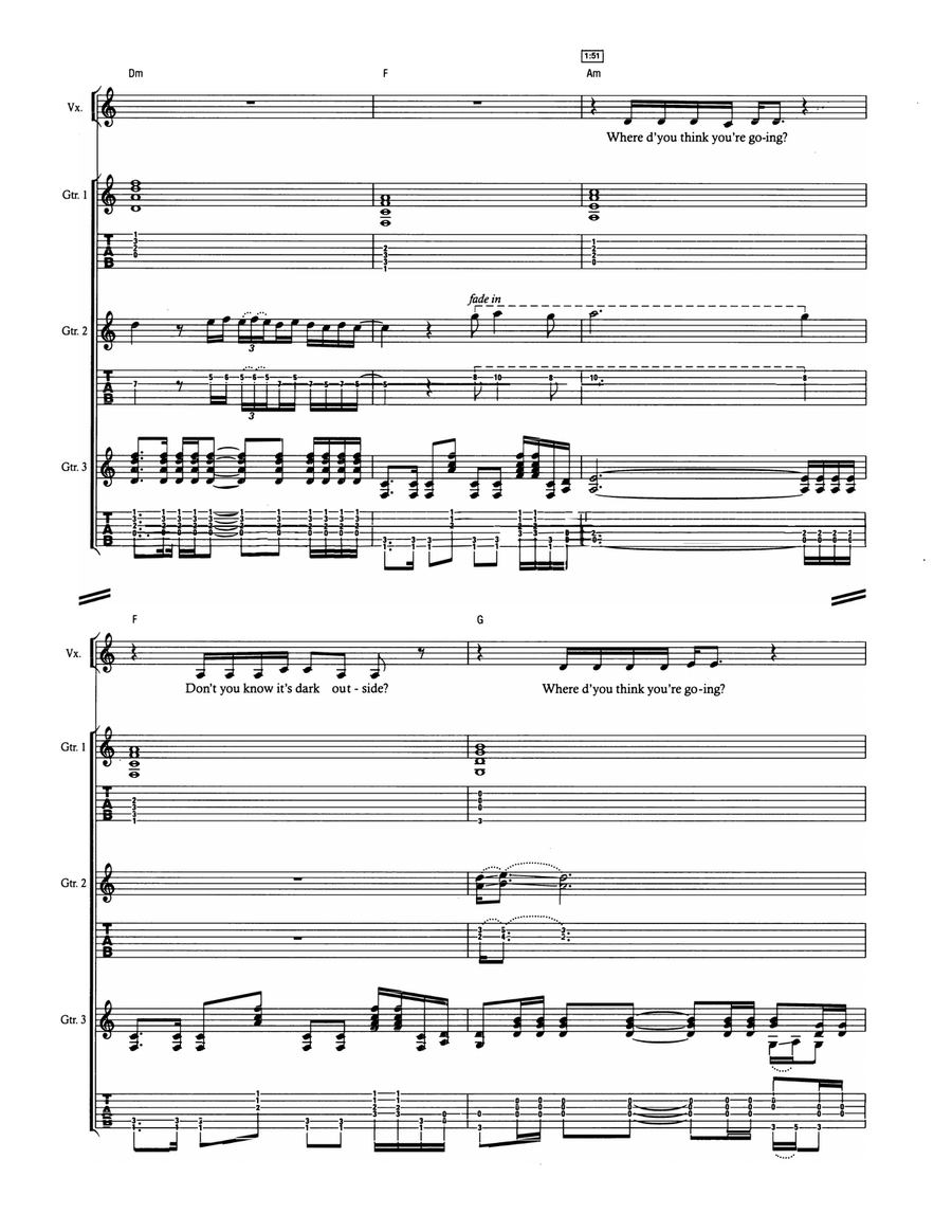 Where Do You Think You're Going? Guitar Tablature scores gallery preview page 5