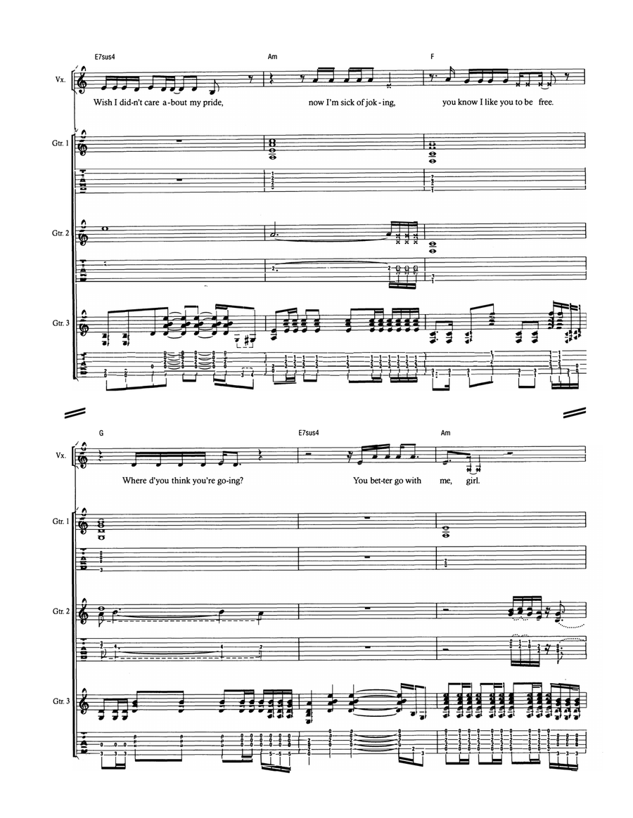 Where Do You Think You're Going? Guitar Tablature scores gallery preview page 6