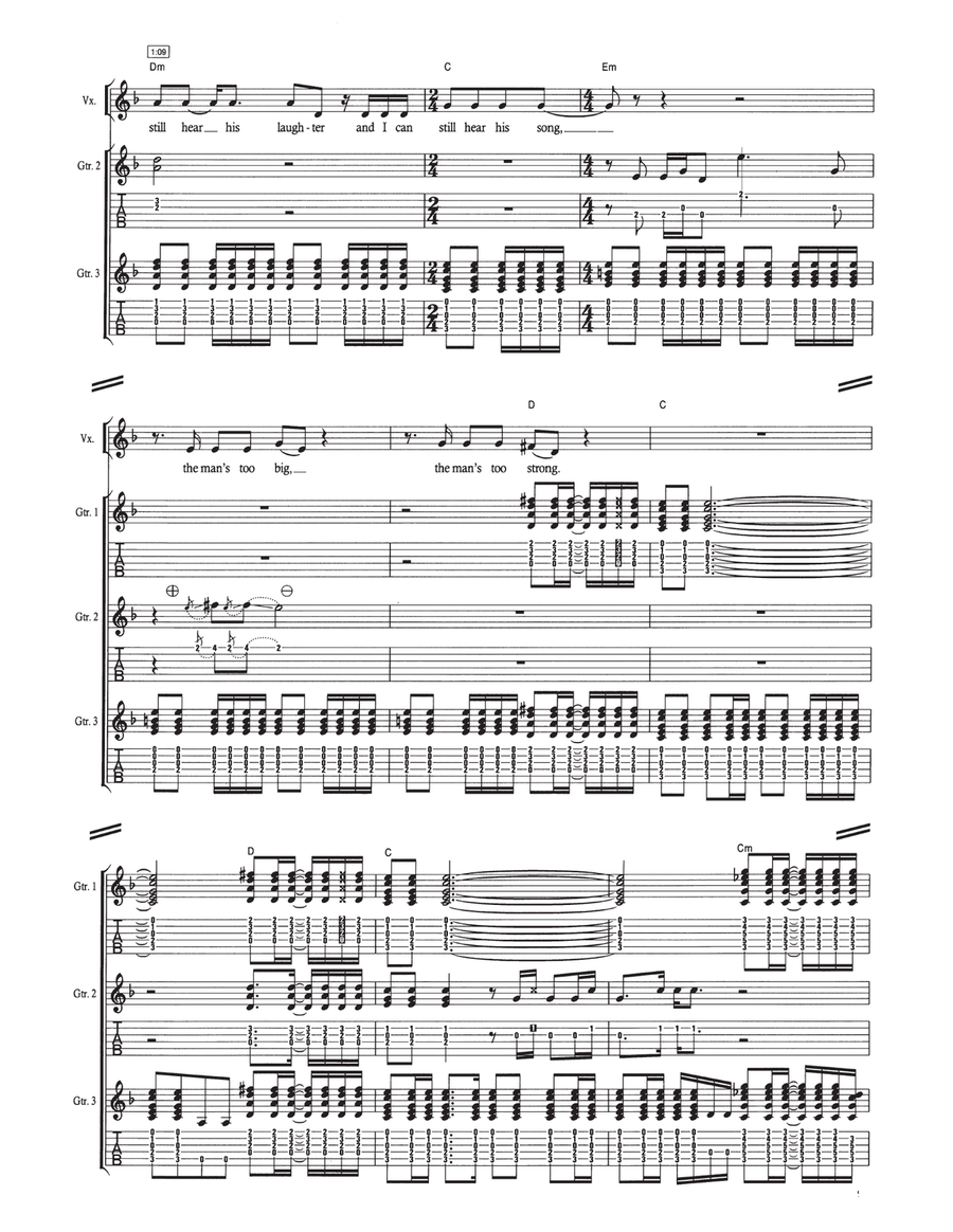 The Man's Too Strong The Man's Too Strong Acoustic Guitar scores gallery preview page 4