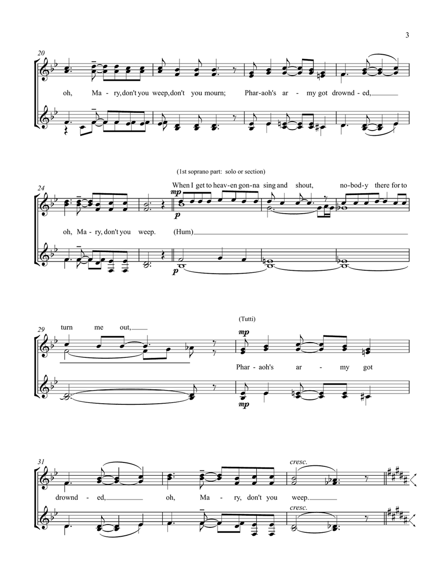 OH, MARY, DON'T YOU WEEP [SSAA chorus, a cappella] SSAA scores gallery preview page 3