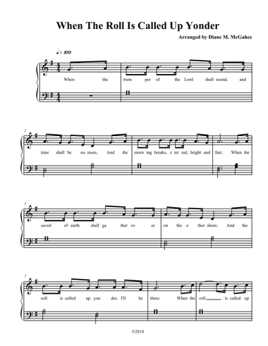 When The Roll Is Called Up Yonder (trad. Arr.)
