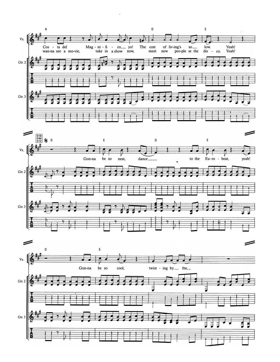 Twisting By The Pool Twisting By The Pool Guitar Tablature scores gallery preview page 2