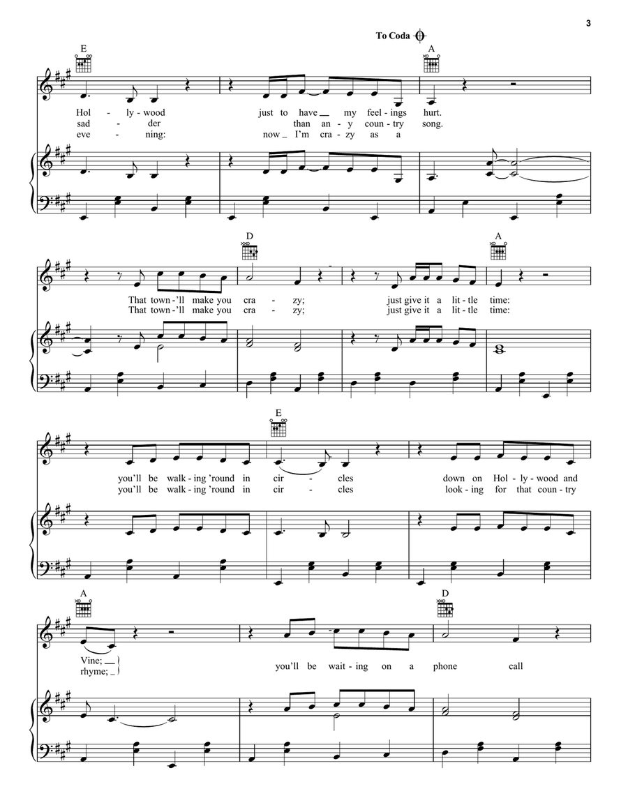 Crazy As A Loon Crazy As A Loon Piano, Vocal, Guitar scores gallery preview page 3