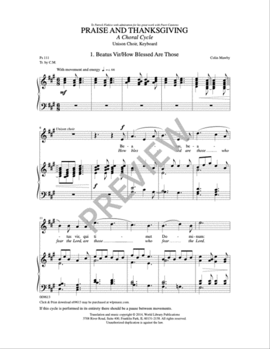 Praise and Thanksgiving-A Choral Cycle Unison Choir scores gallery preview page 4