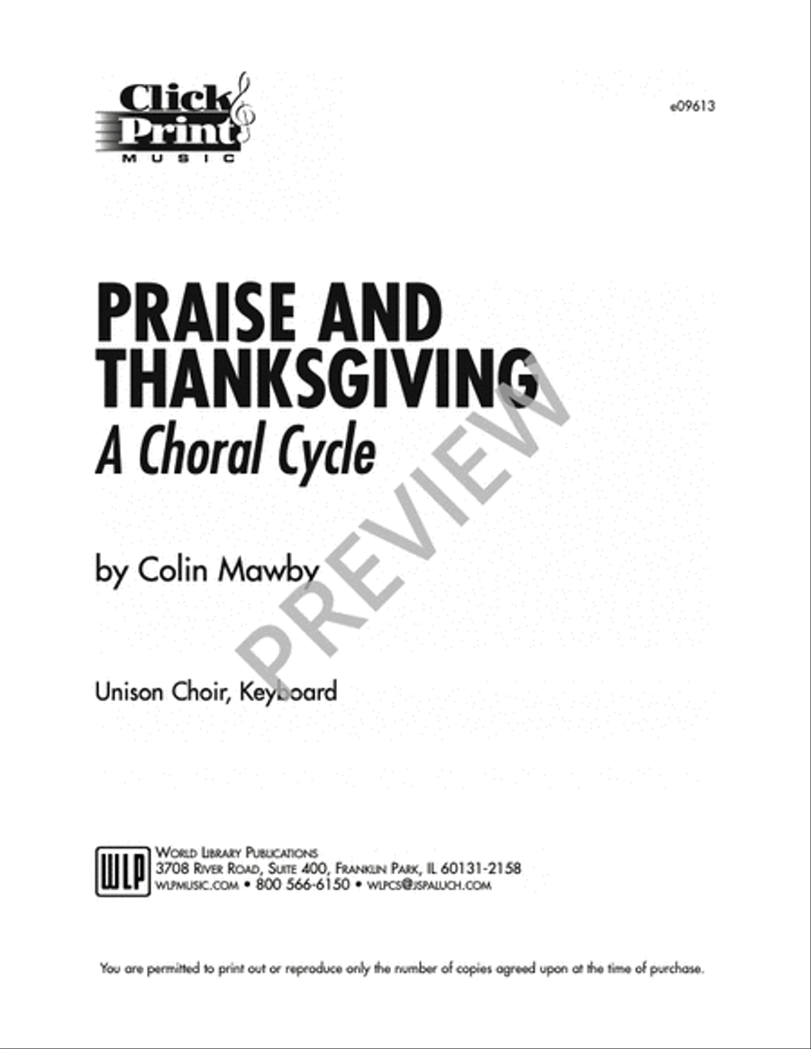 Praise and Thanksgiving-A Choral Cycle Unison Choir scores gallery preview page 9
