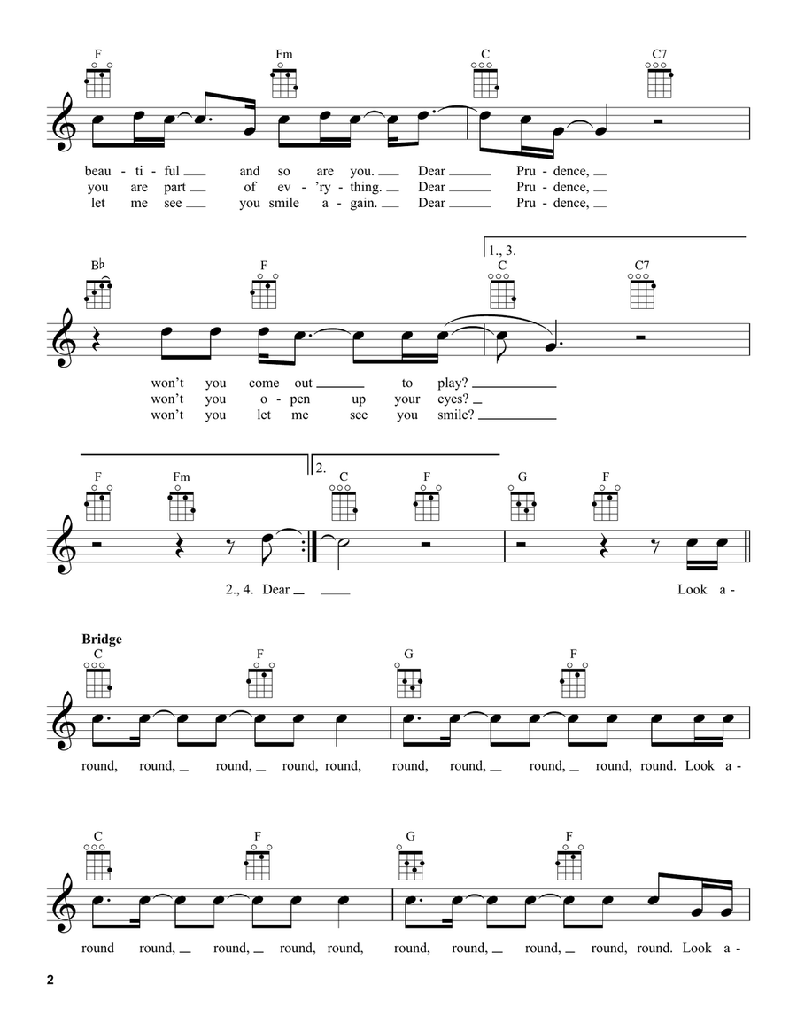 Dear Prudence Dear Prudence Ukulele scores gallery preview page 2