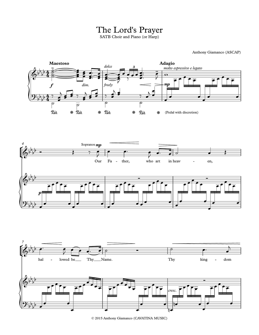 THE LORD'S PRAYER (SATB choir and piano or harp) 4-Part scores gallery preview page 2