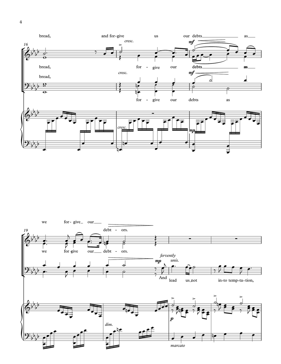 THE LORD'S PRAYER (SATB choir and piano or harp) 4-Part scores gallery preview page 4