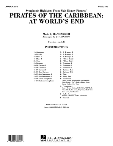 Highlights from Pirates of the Caribbean: At World's End (arr. Jay Bocook) - Full Score