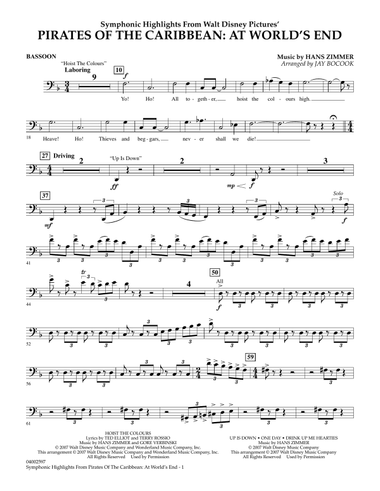 Highlights from Pirates of the Caribbean: At World's End (arr. Jay Bocook) - Bassoon