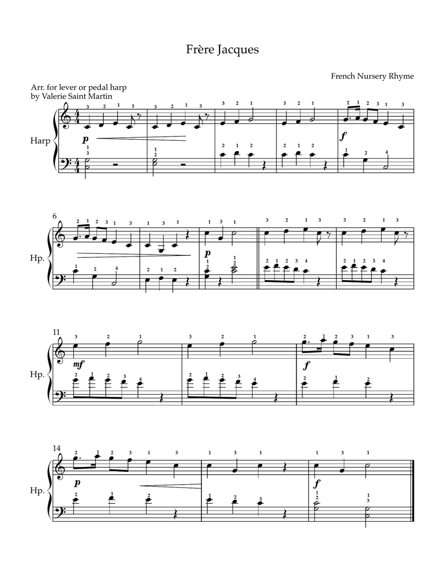 Frère Jacques - Arranged for Lever & Pedal Harp Frère Jacques - Arranged for Lever & Pedal Harp Pedal Harp scores gallery preview page 2